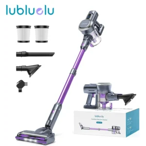 Lubluelu-Cordless Self-Standing Vacuum Cleaner, 25KPa leistungsstarke Saugkraft, 220W Stick Hoover für Tierhaare, Hartböden und Teppiche, 600ml Mülleimer